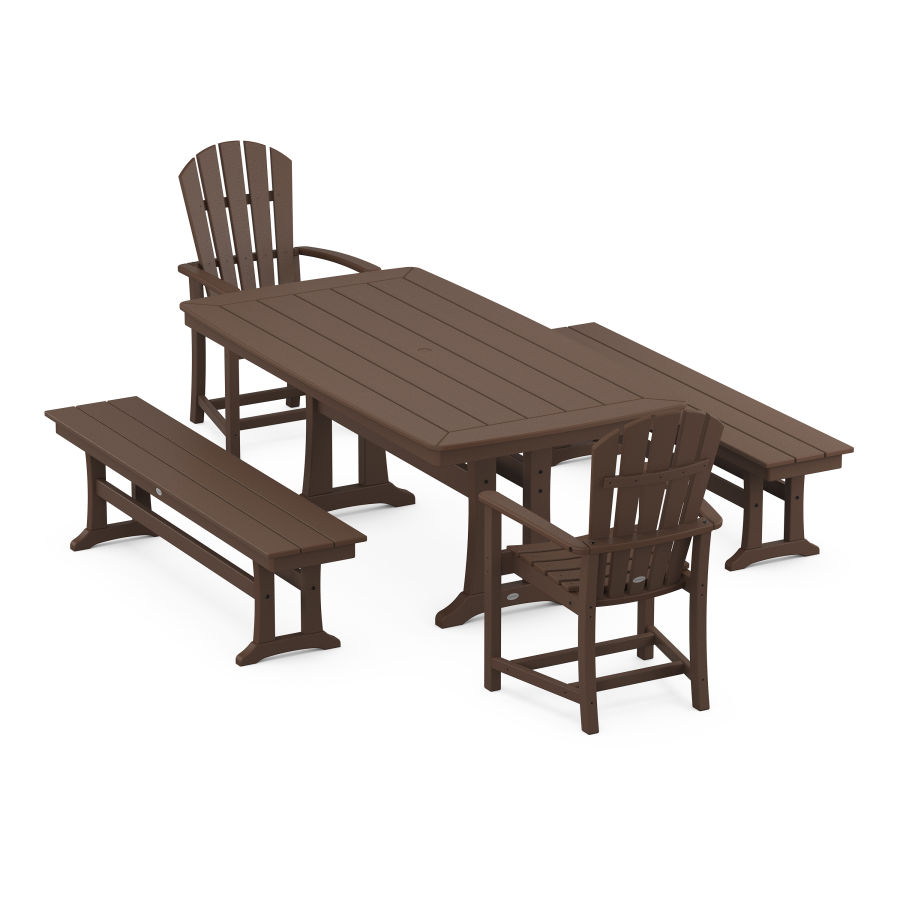 POLYWOOD Palm Coast 5-Piece Dining Set with Trestle Legs in Mahogany