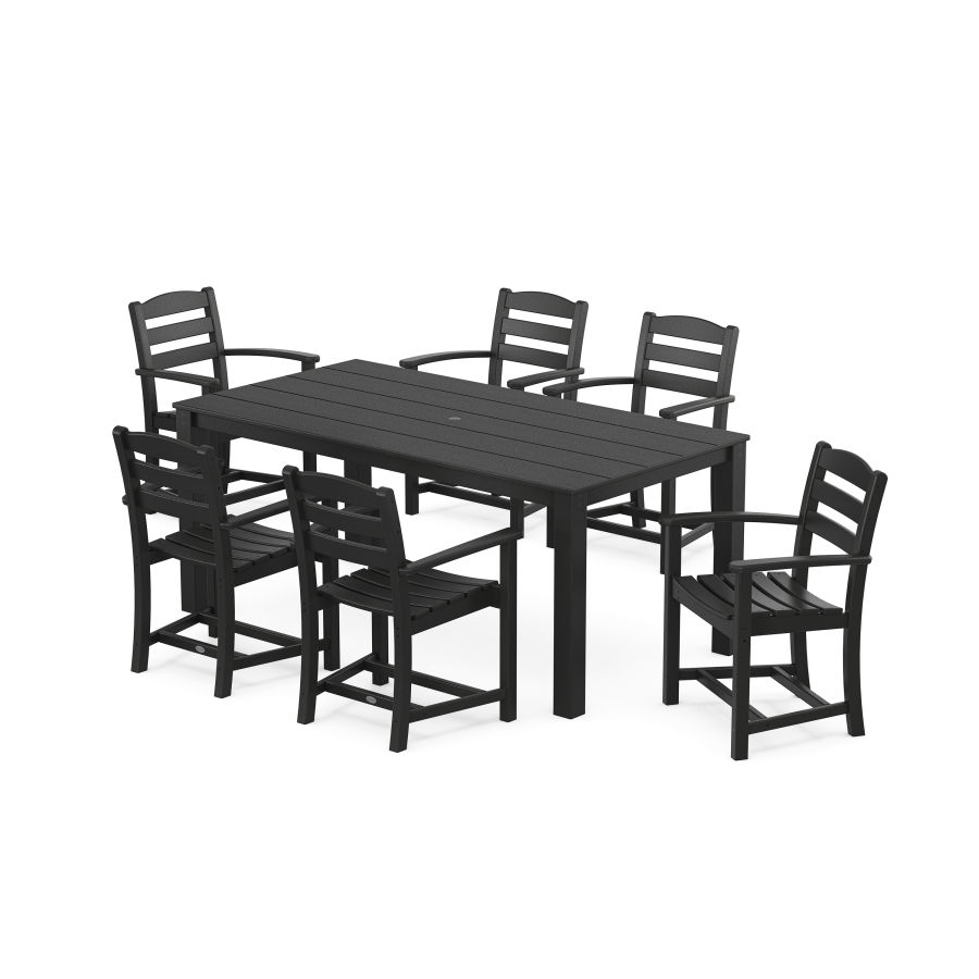 POLYWOOD La Casa Cafe' Arm Chair 7-Piece Parsons Dining Set in Black