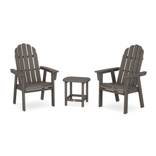 Vineyard 3-Piece Curveback Upright Adirondack Chair Set in Vintage Finish
