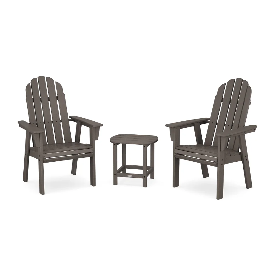 POLYWOOD Vineyard 3-Piece Curveback Upright Adirondack Chair Set in Vintage Finish