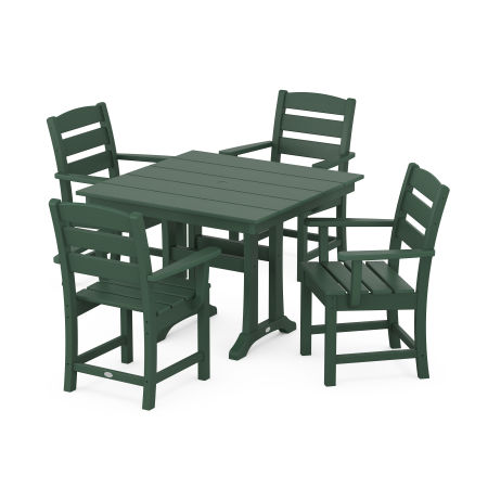 Lakeside 5-Piece Farmhouse Trestle Arm Chair Dining Set in Green