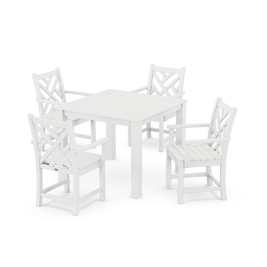 POLYWOOD Chippendale 5-Piece Parsons Dining Set in White