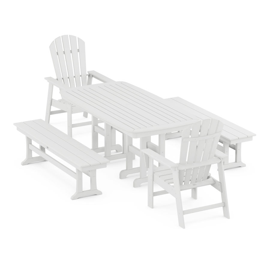 POLYWOOD South Beach 5-Piece Dining Set in White