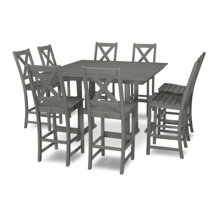 POLYWOOD Braxton 9-Piece Farmhouse Trestle Bar Set