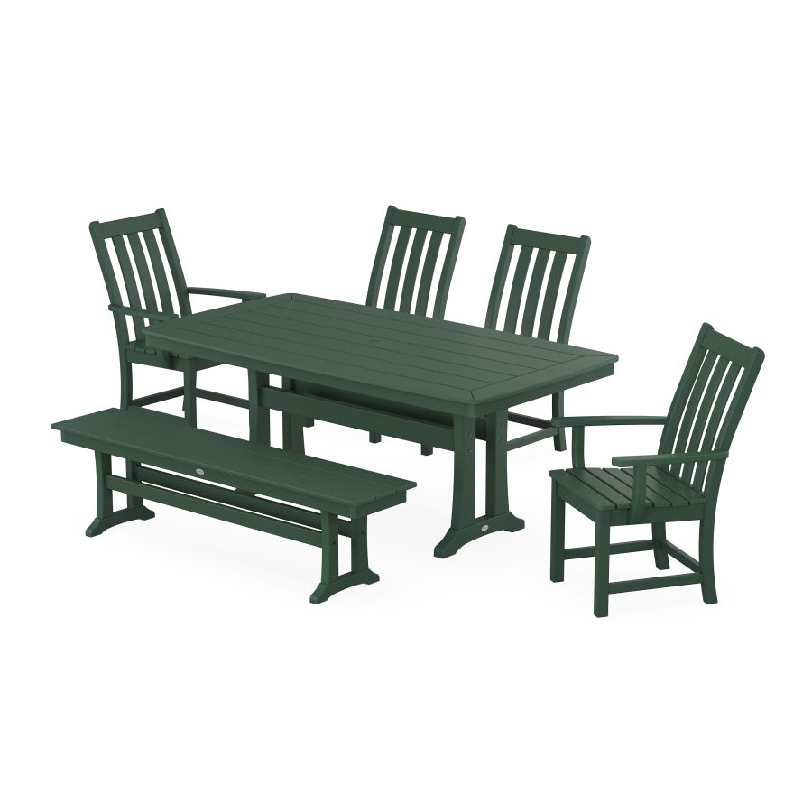 POLYWOOD Vineyard 6-Piece Dining Set with Trestle Legs in Green