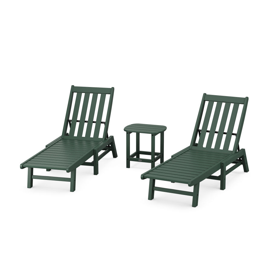 POLYWOOD Vineyard 3-Piece Chaise Set in Green