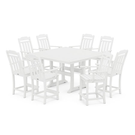 Country Living 9-Piece Square Counter Set with Trestle Legs in White