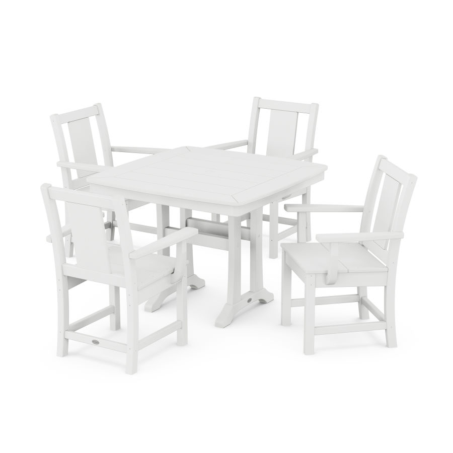 POLYWOOD Prairie 5-Piece Dining Set with Trestle Legs in White