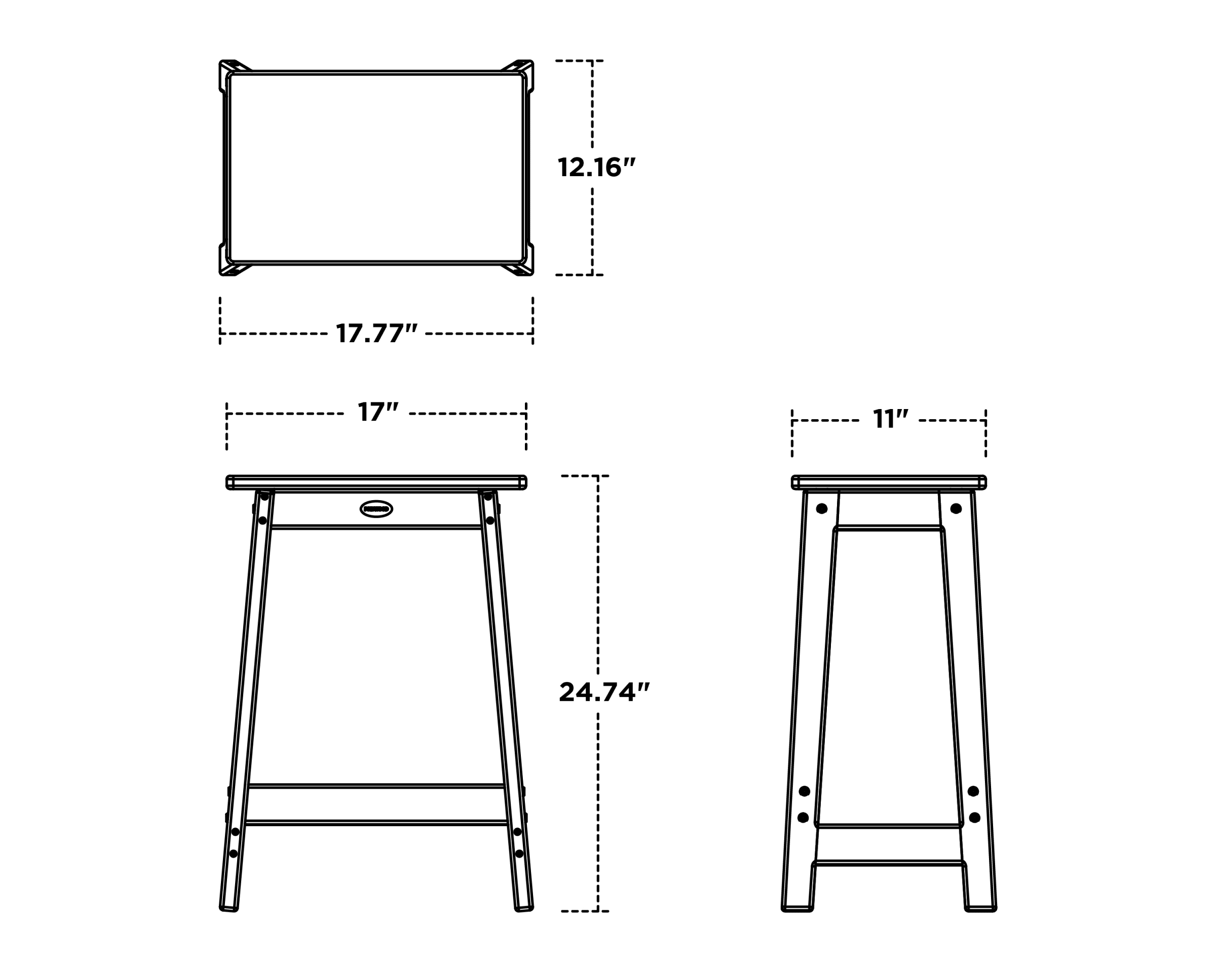 Dimensions for Modern Studio Counter Stool