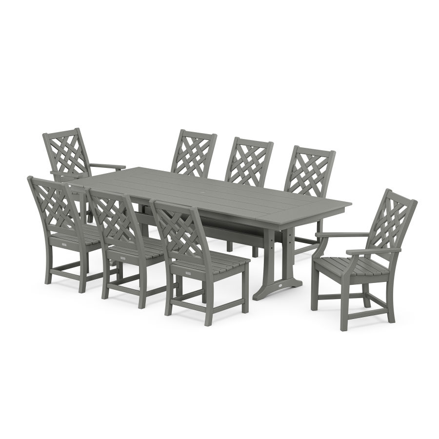 POLYWOOD Wovendale 9-Piece Farmhouse Dining Set with Trestle Legs