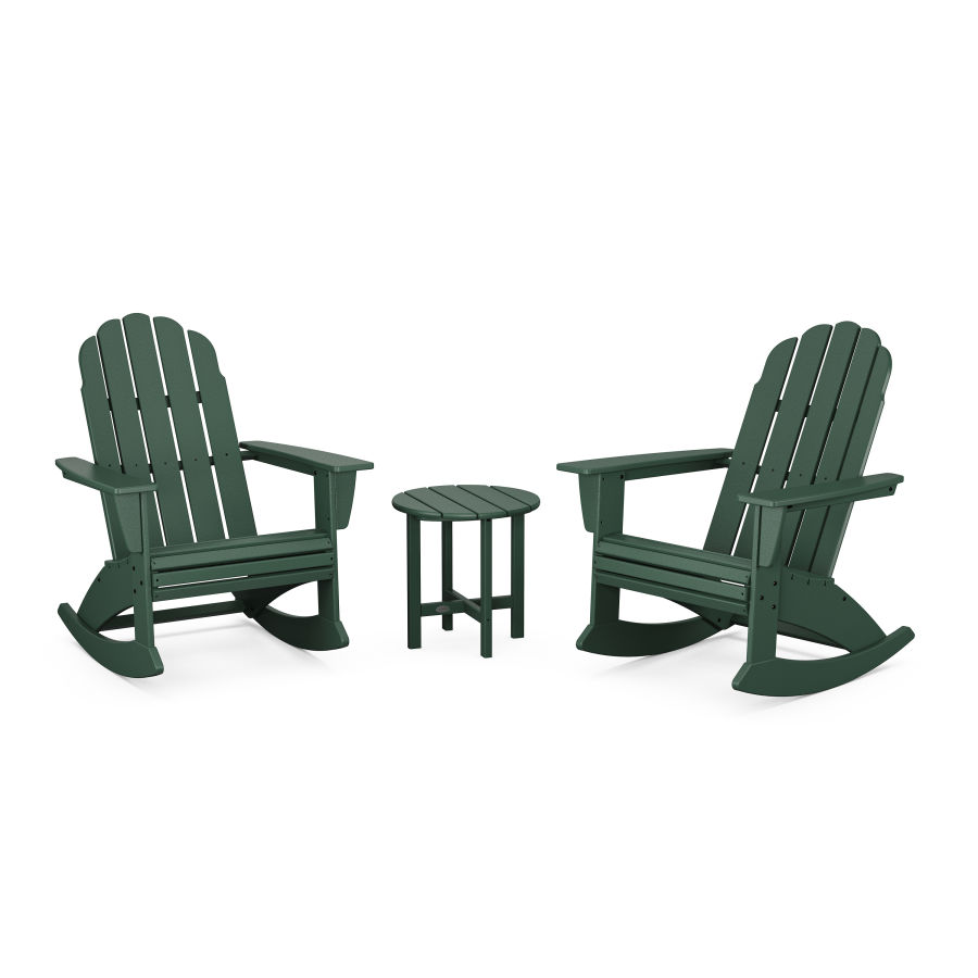 POLYWOOD Vineyard Curveback 3-Piece Adirondack Rocking Chair Set in Green
