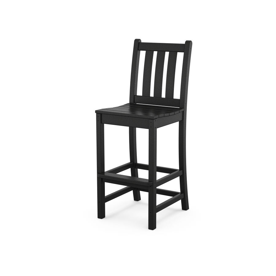 POLYWOOD Traditional Garden Bar Side Chair in Black