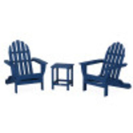 Classic Folding Adirondack 3-Piece Set with Long Island 18" Side Table in Navy