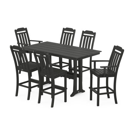 Country Living 7-Piece Farmhouse Bar Set with Trestle Legs in Black