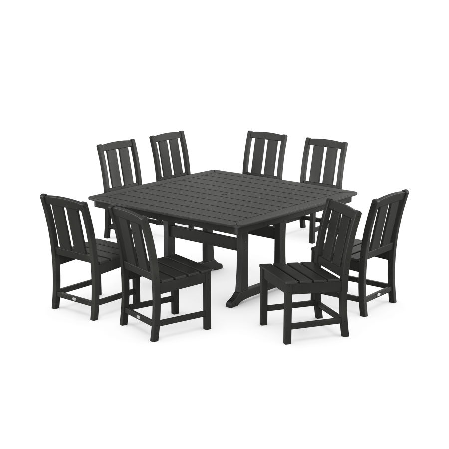 POLYWOOD Mission Side Chair 9-Piece Square Dining Set with Trestle Legs in Black