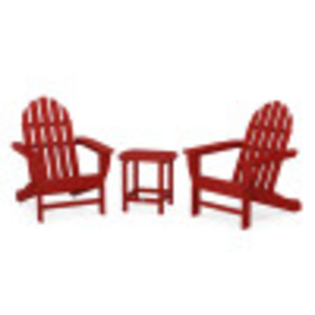Classic Adirondack 3-Piece Set with South Beach 18" Side Table in Crimson Red