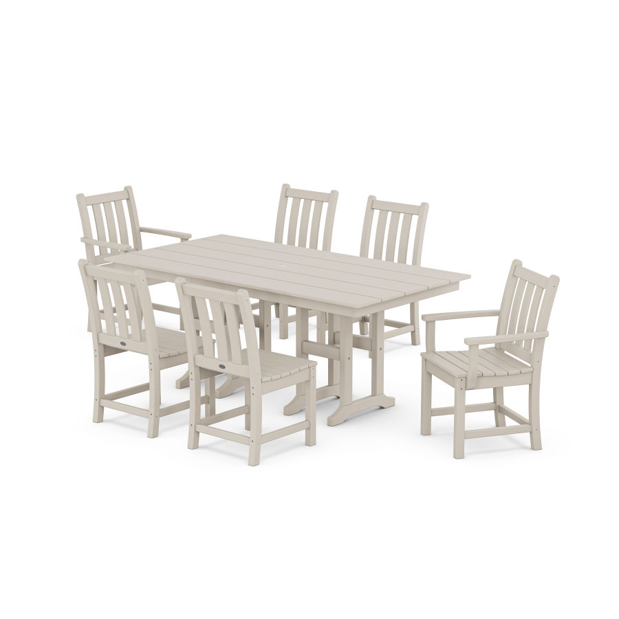 POLYWOOD Traditional Garden 7-Piece Farmhouse Dining Set in Sand