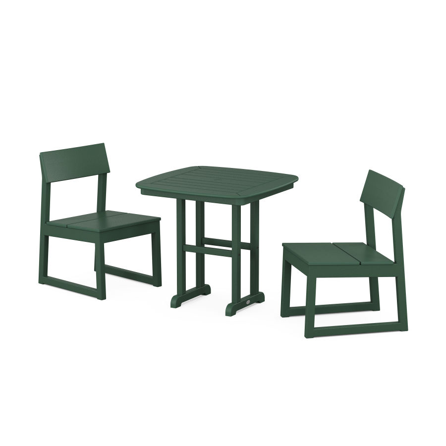 POLYWOOD EDGE Side Chair 3-Piece Dining Set in Green