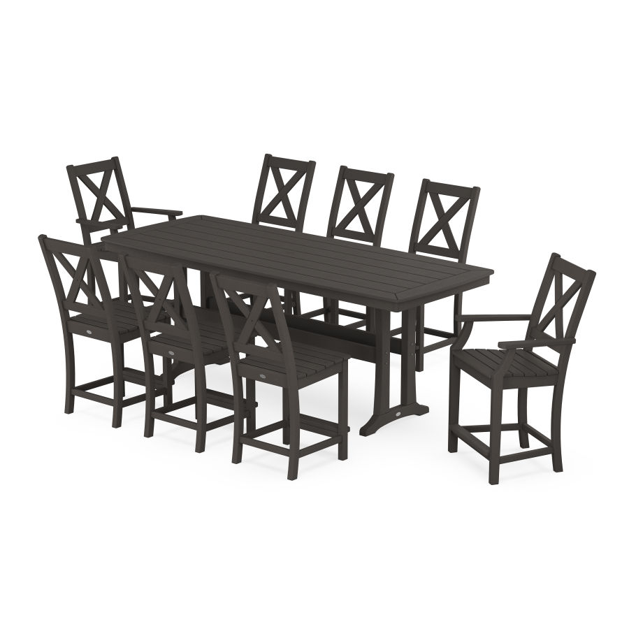 POLYWOOD Braxton 9-Piece Counter Set with Trestle Legs in Vintage Finish