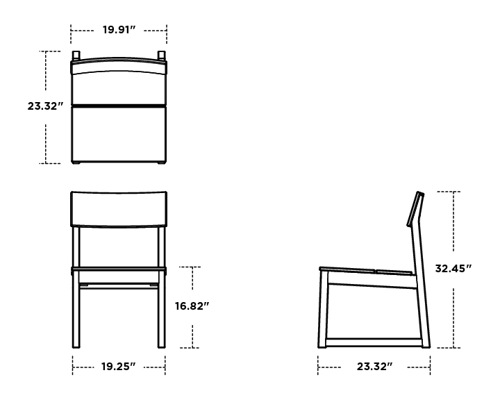 Dimensions for EDGE Dining Side Chair