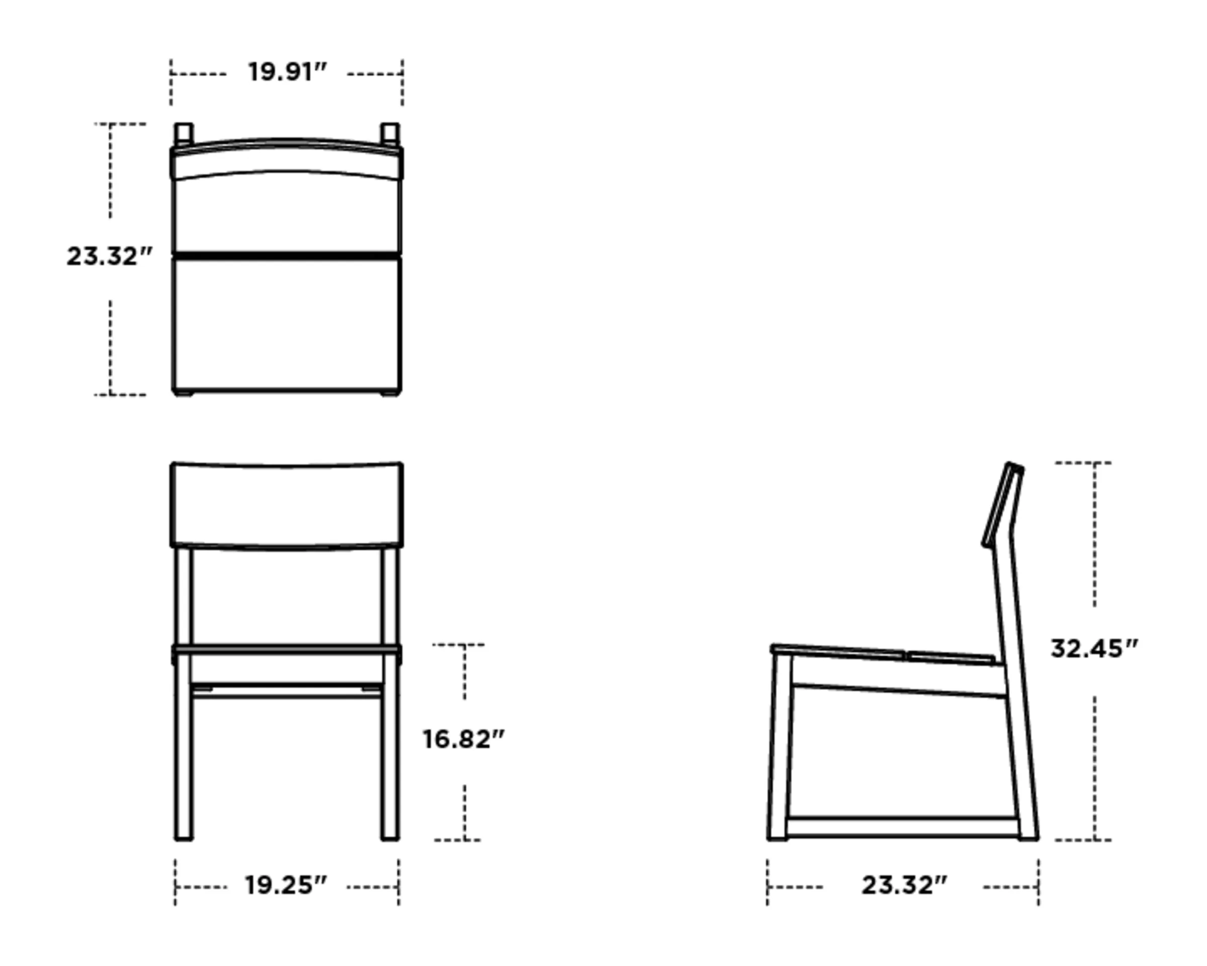 Dimensions for EDGE Dining Side Chair
