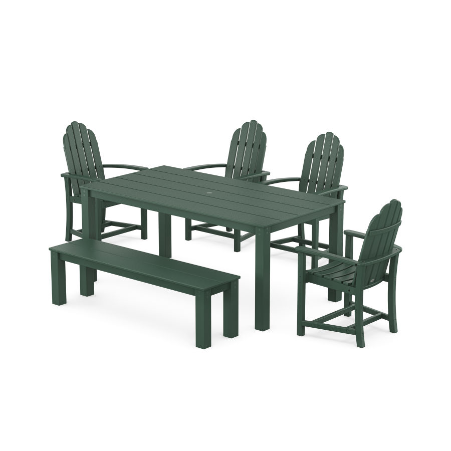 POLYWOOD Classic Adirondack 6-Piece Parsons Dining Set with Bench in Green