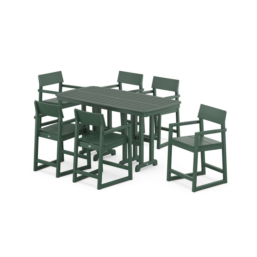 POLYWOOD EDGE Arm Chair 7-Piece Counter Set in Green