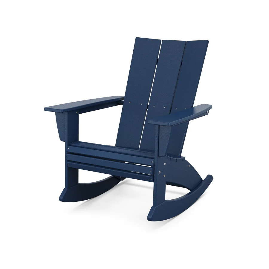 POLYWOOD Modern Curveback Adirondack Rocking Chair in Navy