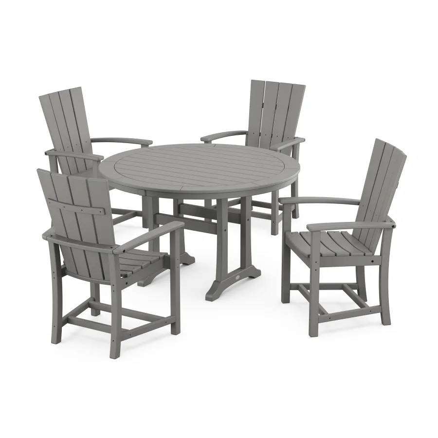 POLYWOOD Quattro 5-Piece Round Dining Set with Trestle Legs