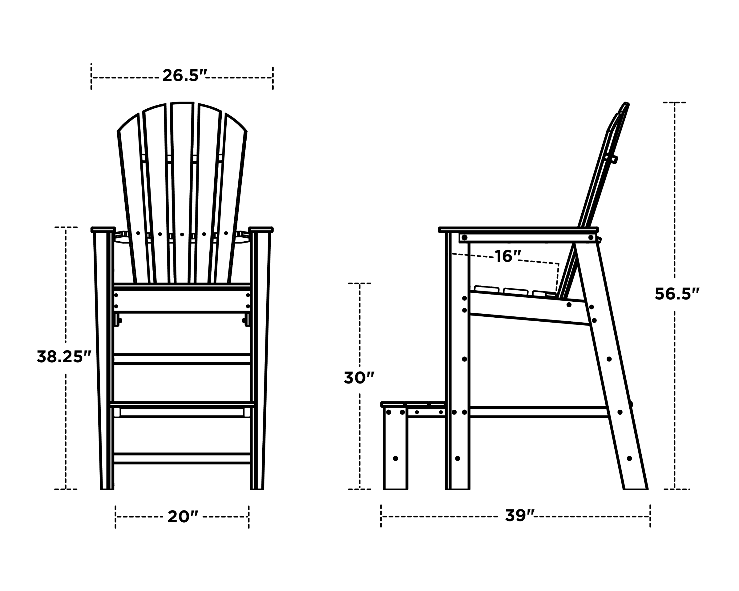 Dimensions for South Beach Lifeguard Chair