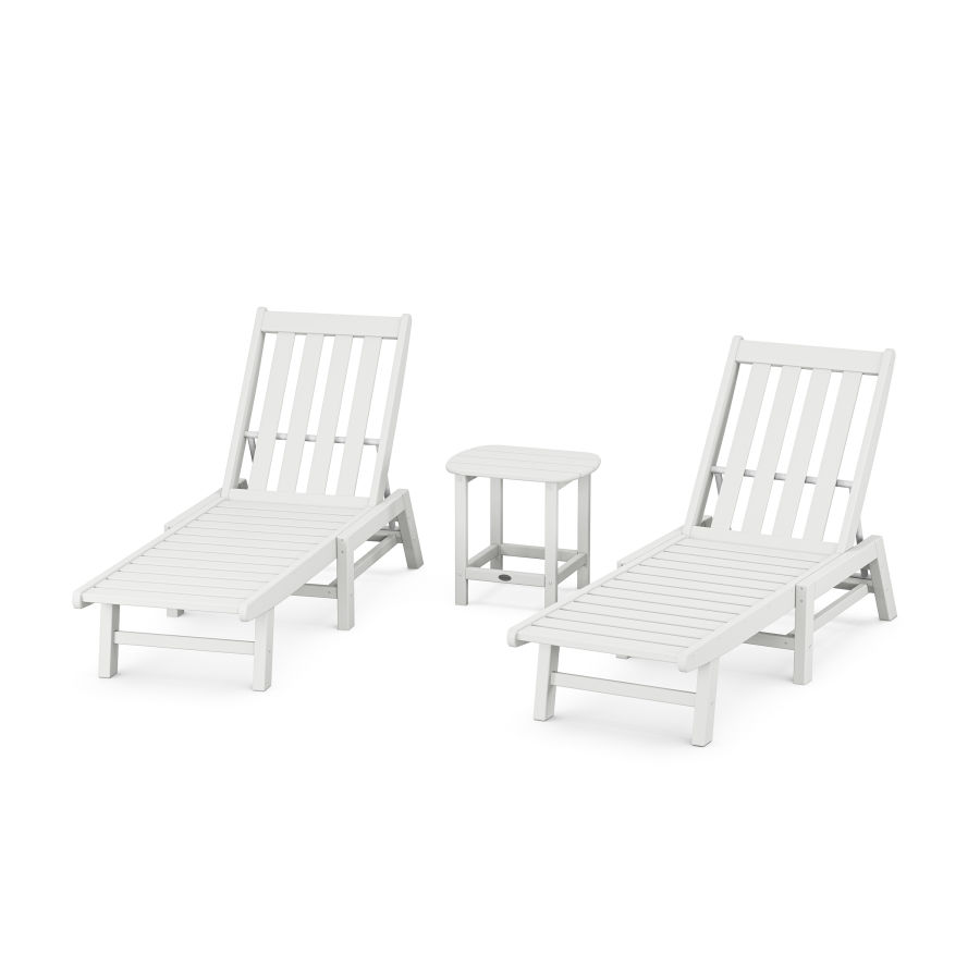 POLYWOOD Vineyard 3-Piece Chaise Set in White