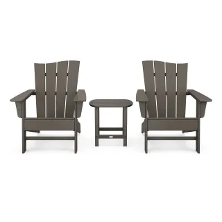 POLYWOOD Wave 3-Piece Adirondack Chair Set in Vintage Finish