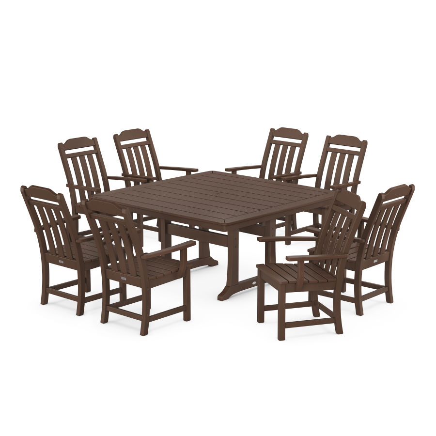 POLYWOOD Country Living 9-Piece Square Dining Set with Trestle Legs in Mahogany