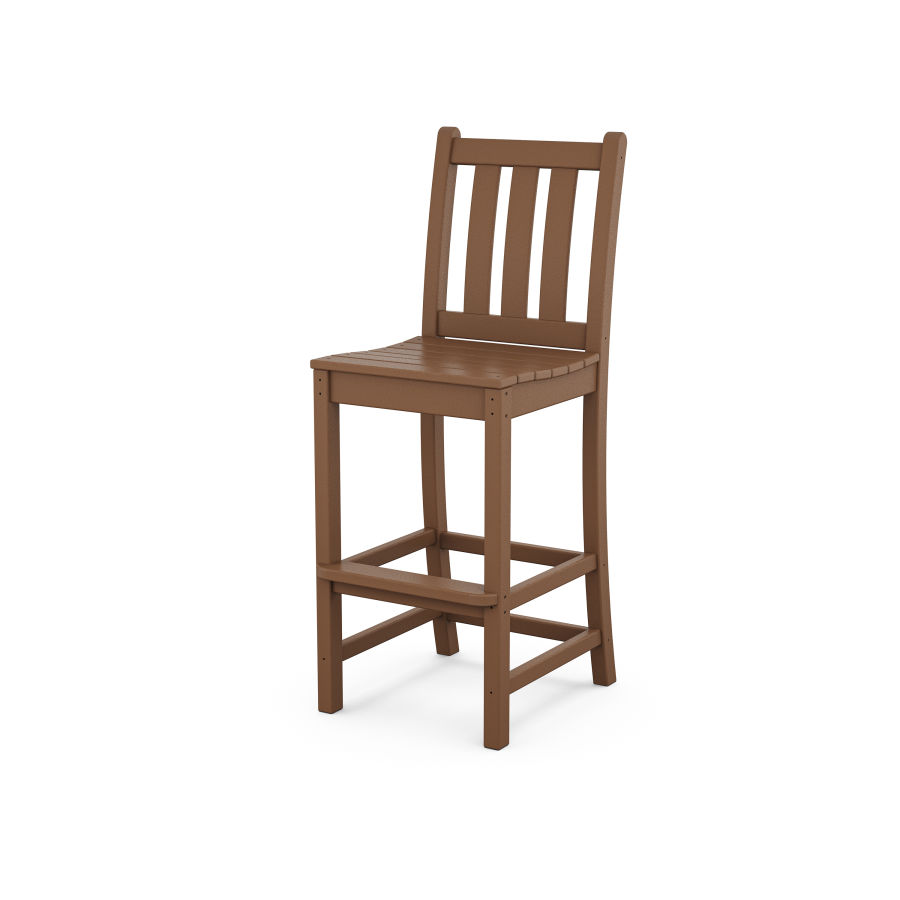 POLYWOOD Traditional Garden Bar Side Chair in Teak