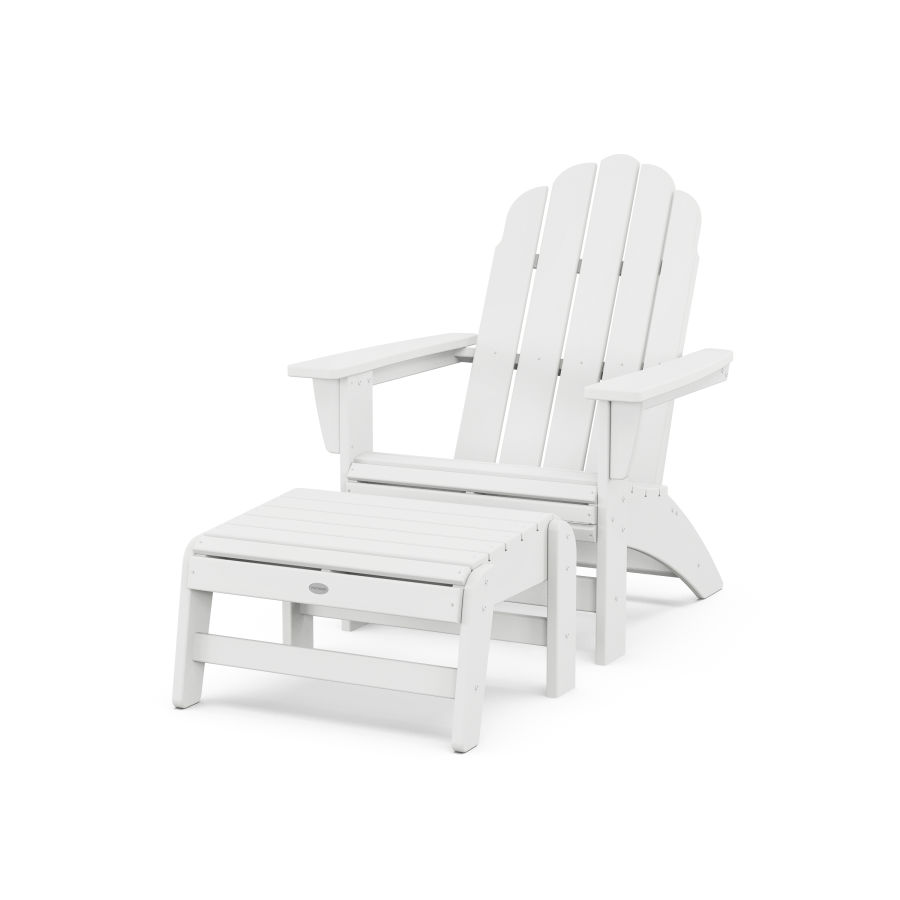 POLYWOOD Vineyard Grand Adirondack Chair with Ottoman in White