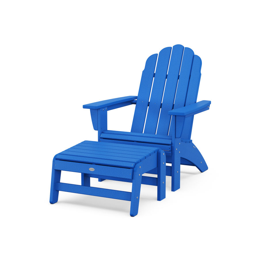 POLYWOOD Vineyard Grand Adirondack Chair with Ottoman in Pacific Blue