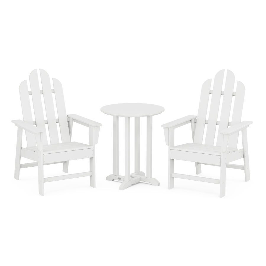 POLYWOOD Long Island 3-Piece Round Dining Set in White