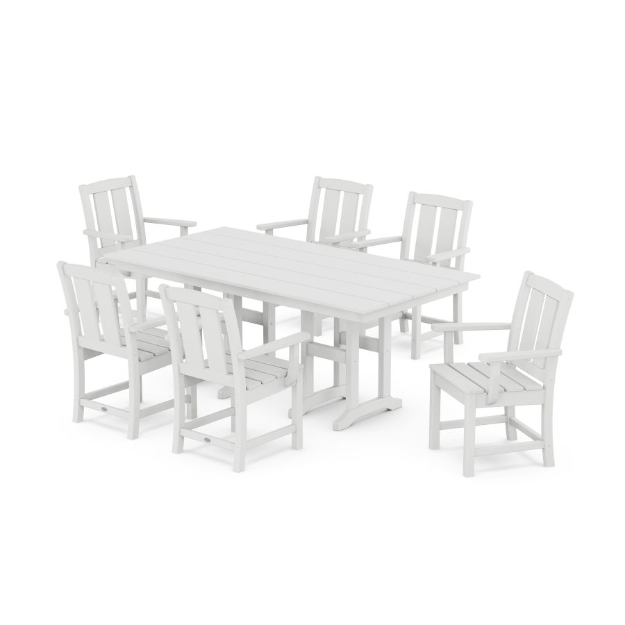 POLYWOOD Mission Arm Chair 7-Piece Farmhouse Dining Set in White
