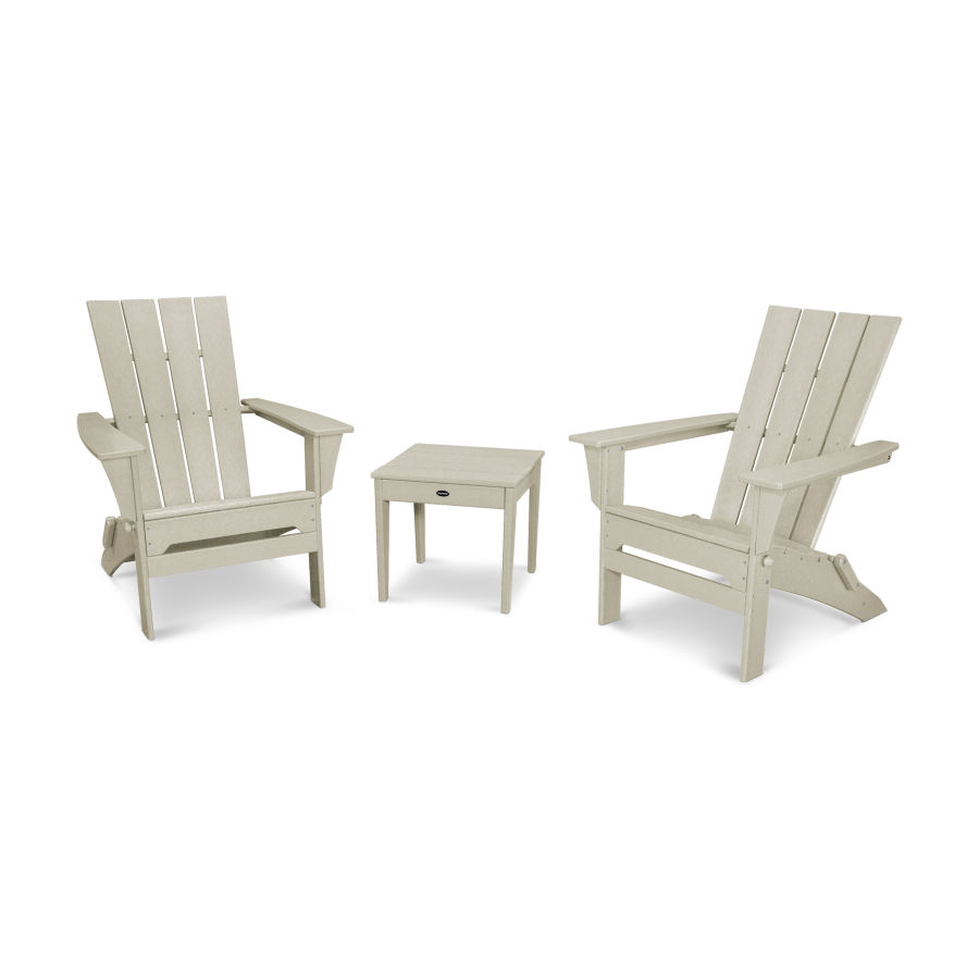 POLYWOOD Quattro Folding Chair 3-Piece Adirondack Set in Sand