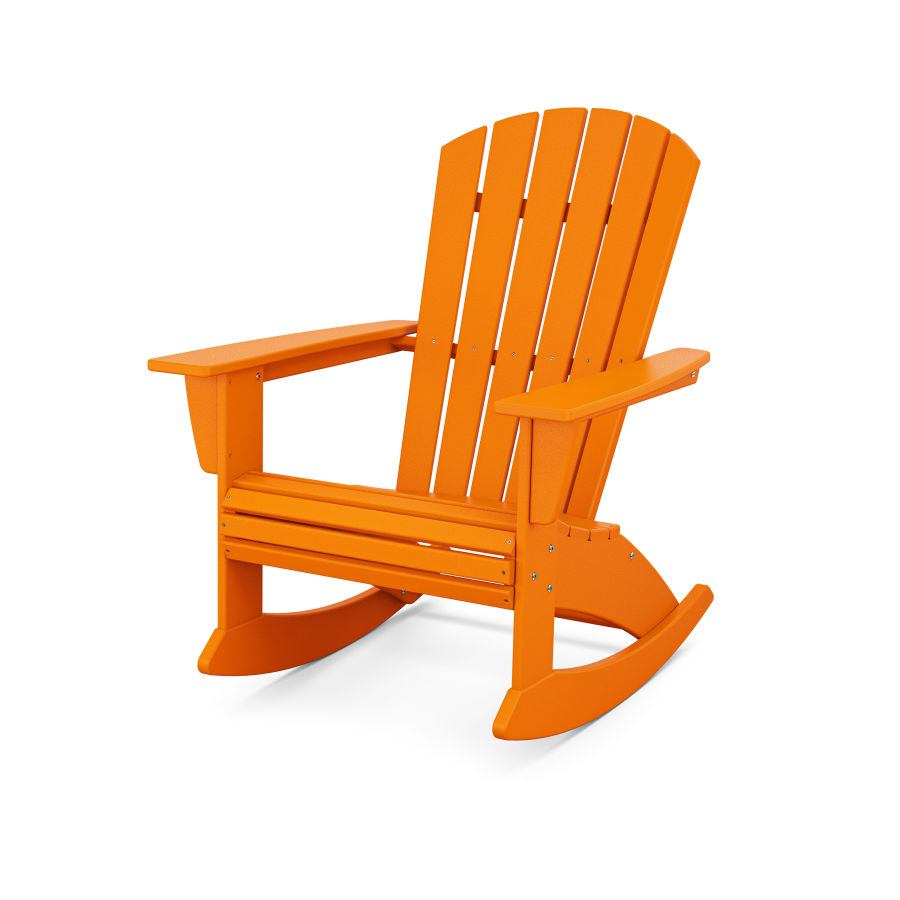 POLYWOOD Nautical Curveback Adirondack Rocking Chair in Tangerine