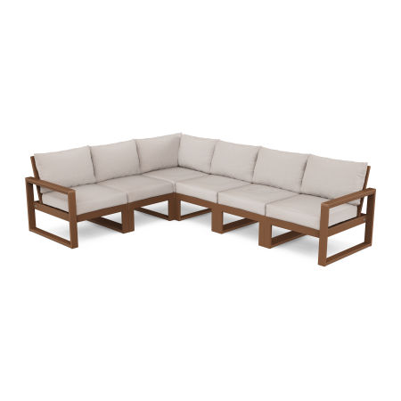 POLYWOOD EDGE 6-Piece Modular Deep Seating Set in Teak / Dune Burlap