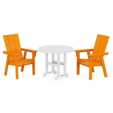 Modern Adirondack 3-Piece Round Dining Set in Tangerine