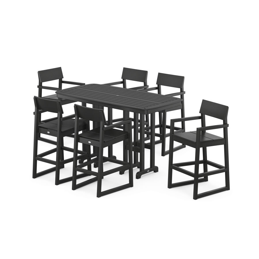 POLYWOOD EDGE Arm Chair 7-Piece Bar Set in Black