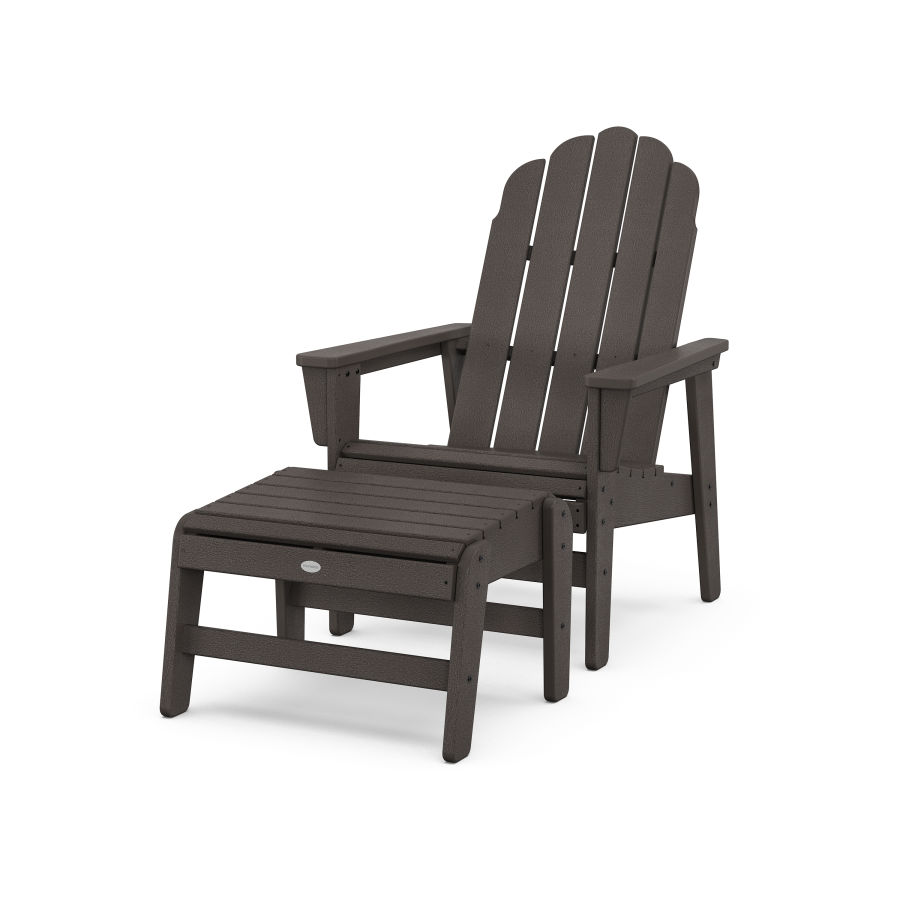 POLYWOOD Vineyard Grand Upright Adirondack Chair with Ottoman in Vintage Finish