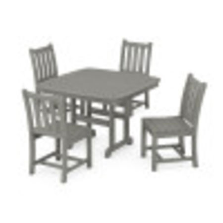 Traditional Garden Side Chair 5-Piece Dining Set with Trestle Legs