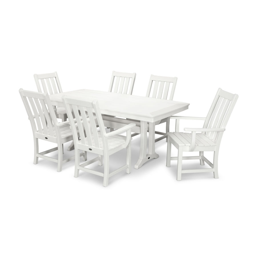 POLYWOOD Vineyard 7-Piece Arm Chair Dining Set in Vintage White