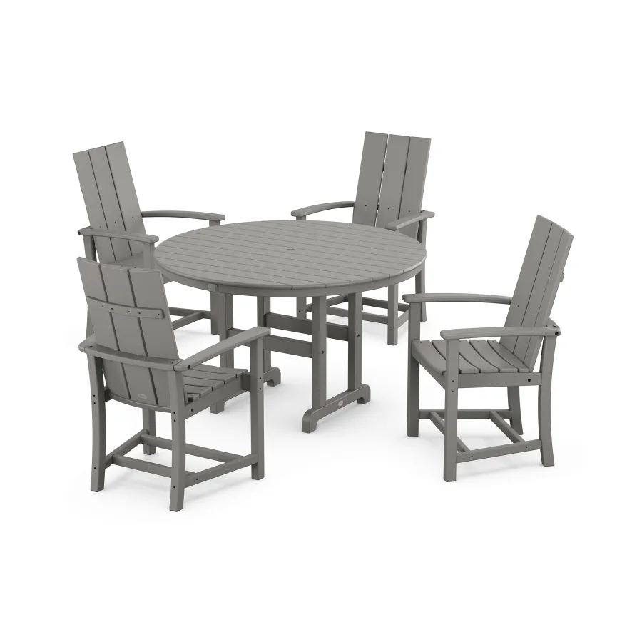 POLYWOOD Modern Adirondack 5-Piece Round Farmhouse Dining Set