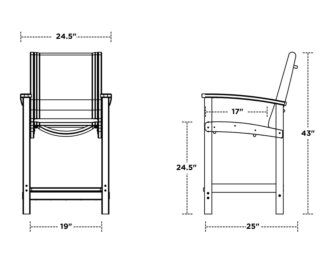 Dimensions for Coastal Counter Chair