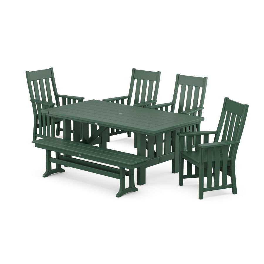 POLYWOOD Acadia 6-Piece Dining Set with Bench in Green