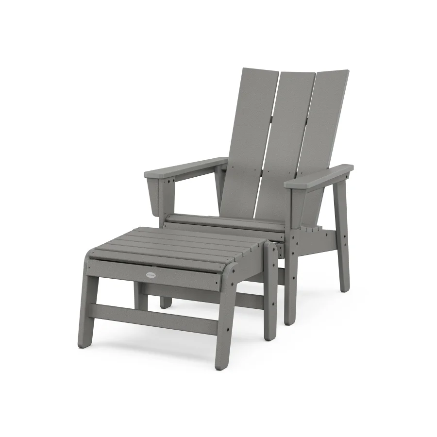 POLYWOOD Modern Grand Upright Adirondack Chair with Ottoman